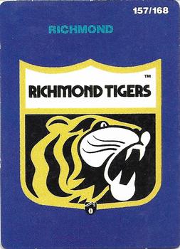 1990 AFL Scanlens Stimorol #157 Richmond Tigers Front